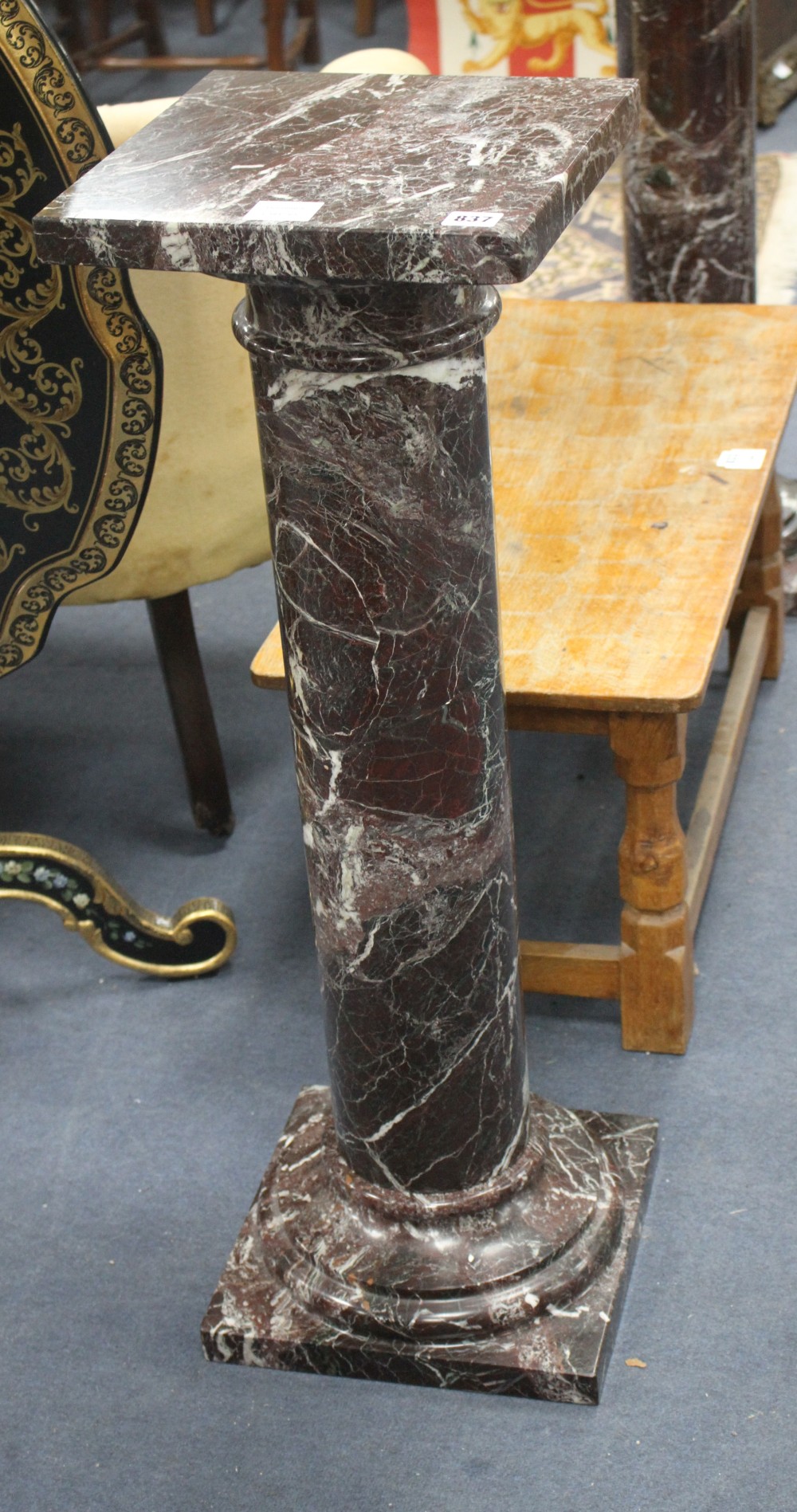 A pair of Meuble Francais marble pedestals, H.90cm